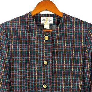 Henry Lee Womens Suit Coat Jacket Blazer Blue Striped Size 12 Vintage